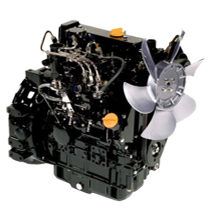 Yuchai Americas diesel engine with visible components including radiator fan, showcasing powerful industrial machinery for heavy equipment.