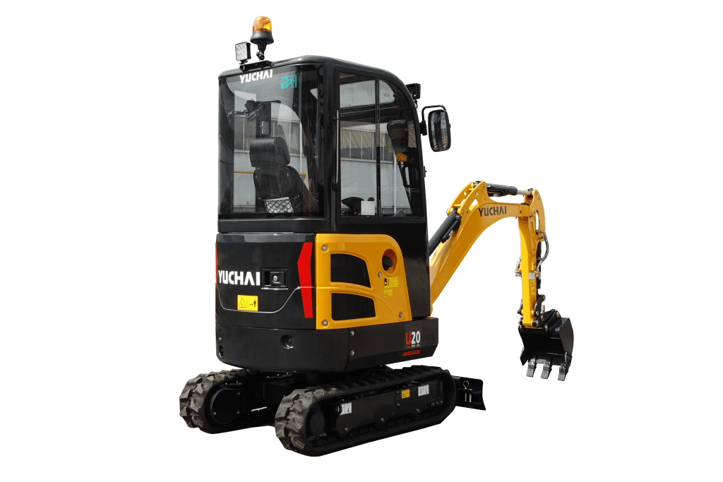 Yuchai Americas U20 excavator with enclosed cab and extended arm