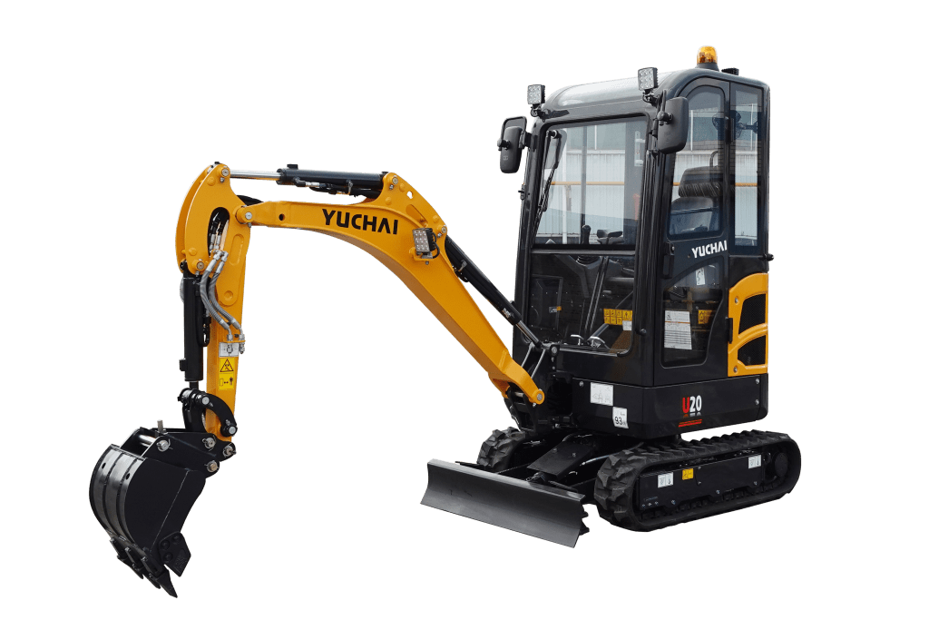 Yuchai Americas U20 compact excavator with digging arm and bucket attachment