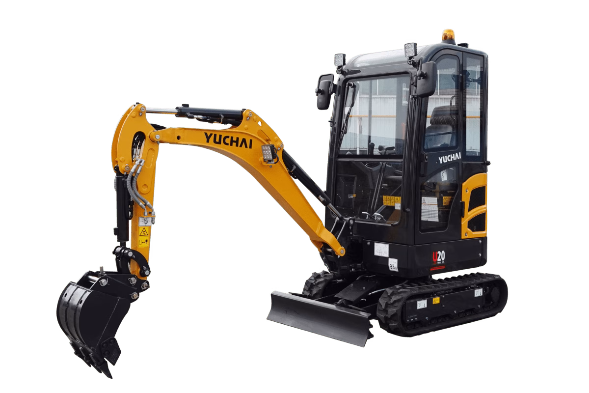 Yuchai Americas U20 compact excavator with digging arm and bucket attachment