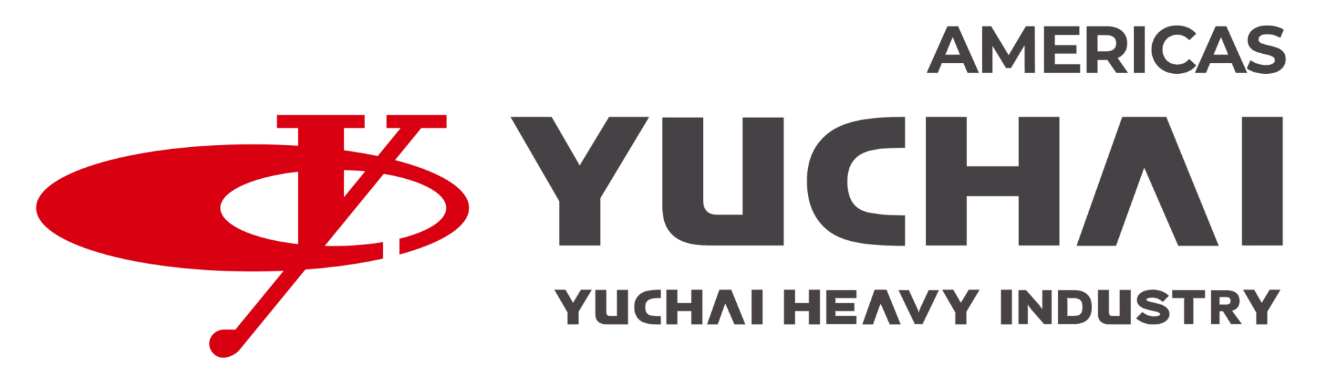Logo of Yuchai Americas featuring a red stylized Y symbol, YUCHAI in large dark gray letters, YUCHAI HEAVY INDUSTRY in er text below, and AMERICAS in the top right corner.