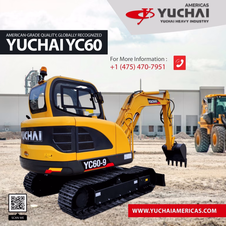 📢 Meet the powerful YC60 excavator from Yuchai! 💪 Equipped with a Kubota V2403 engine (41.2-46.9 hp), this machine delivers impressive power while maintaining low fuel consumption and meeting emissions standards. The Japanese three-pump hydraulic system ensures stable, coordinated operation you can count on, while the imported walking motor provides exceptional traction on challenging terrain. With the ability to climb 35° gradients, 3,481 PSI system pressure, and 7,200 lb digging strength, the YC60 is ready to tackle your toughest jobs! #Construction #HeavyEquipment #Excavator #Yuchai #PowerfulPerformance ℹ️ Read more: https://yuchaiamericas.com/excavators/yuchai-yc60-excavator/ #Norwalk #CT
